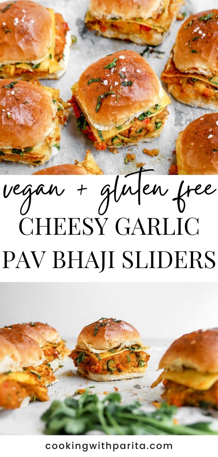 vegan and gluten free cheesy garlic pav bhaji sliders