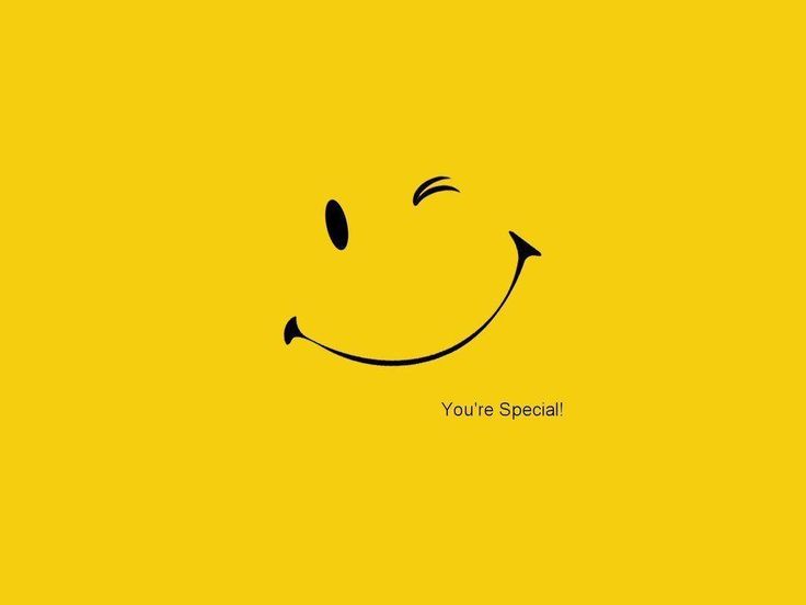 a smiley face with the words you're special written in black on a yellow background