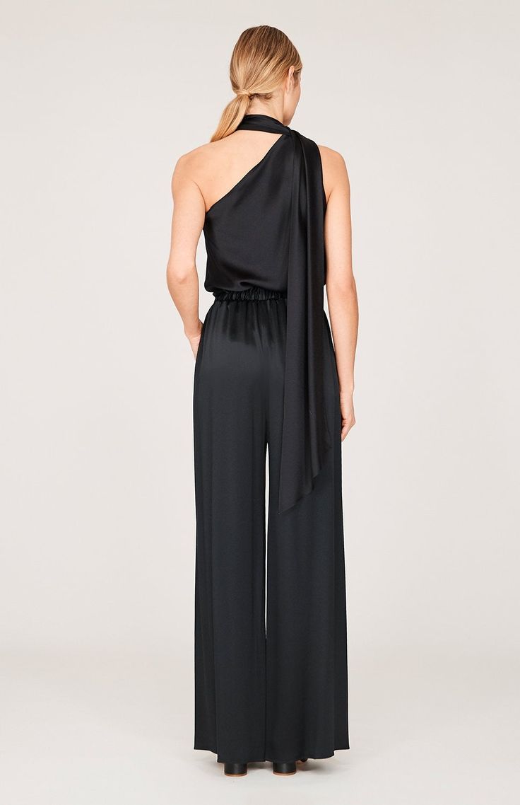 Our signature one shoulder bias cut top with an attached scarf that can be worn loose down the back or wrapped gracefully around the neck. Satin Pajama Pants, Scarf Neck, Cut Top, Evening Jackets, Minimal Chic, Satin Pajamas, Fashion Images, One Shoulder Tops, City Style