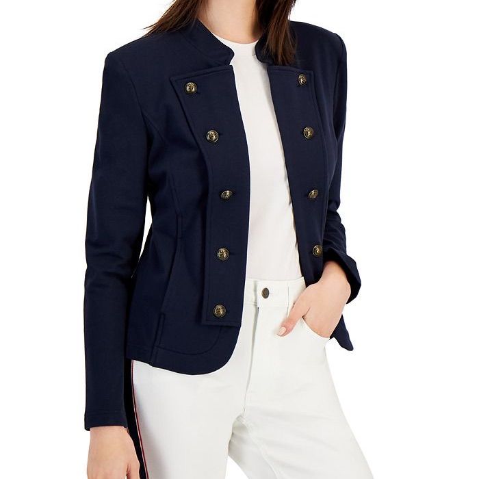 Tommy Hilfiger Navy Blue Blazer Jacket In Size Medium. New With Tags. Measurements Are Shown In Photos. Soft Like A Sweatshirt But Very Classy. Does Not Button Closed, Meant To Be Worn Open As Shown. Beautiful Button Detail. Two Front Pockets. Stretchy And Soft Material. Please Refer To Photos For Exact Size And Details. Luxury Tommy Hilfiger Blazer For Business Casual, Tommy Hilfiger Fitted Luxury Blazer, Tommy Hilfiger Luxury Business Casual Blazer, Luxury Tommy Hilfiger Business Blazer, Luxury Tailored Tommy Hilfiger Blazer, Luxury Tommy Hilfiger Outerwear For Work, Tommy Hilfiger Luxury Outerwear For Workwear, Tommy Hilfiger Luxury Casual Outerwear, Tommy Hilfiger Denim Jacket