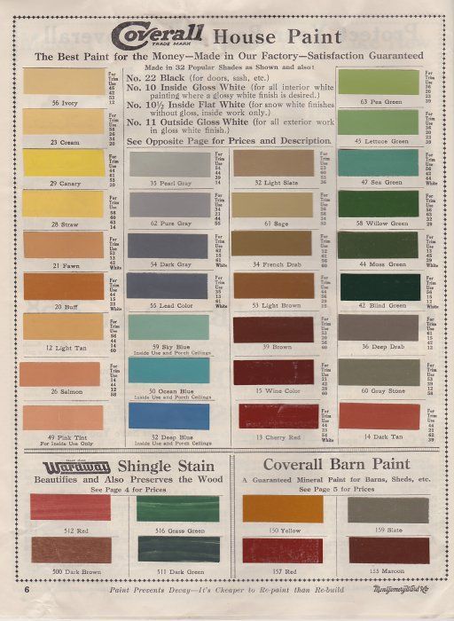 the color chart for general house paint