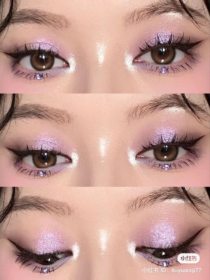 Light Makeup For Saree, Light Purple Dress Makeup Ideas, Quinceañera Makeup Ideas Purple, Eye Makeup For Purple Dress, Douyin Makeup Purple, Fairy Makeup Purple, Quinceanera Makeup Purple, Purple Dress Makeup Ideas, Purple Quince Makeup