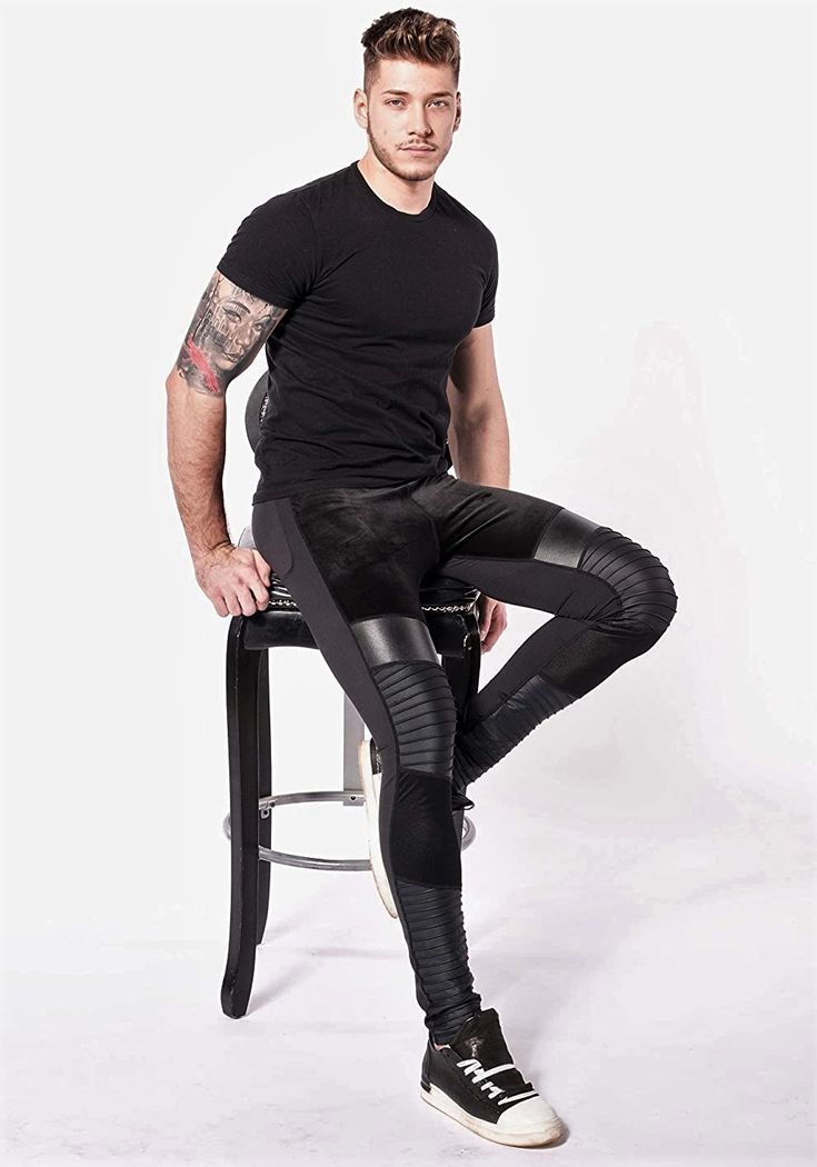 Guys Fits, Double Black, Gay Fashion, Panel Leggings, Mens Leggings, Compression Fabric, Athletic Apparel, Athletic Fashion, Sport Wear