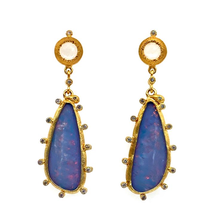 Sterling silver Opal earrings with 18K Gold plating with Australian opal 14.65ct and 0.28 diamonds. Opal Statement Ring, Yellow Gold Opal Ring, Rose Gold Drop Earrings, Australian Opal Pendant, South Sea Pearls Earrings, Australian Opal Ring, Ethiopian Opal Necklace, Opal Drop Earrings, Carnelian Earrings