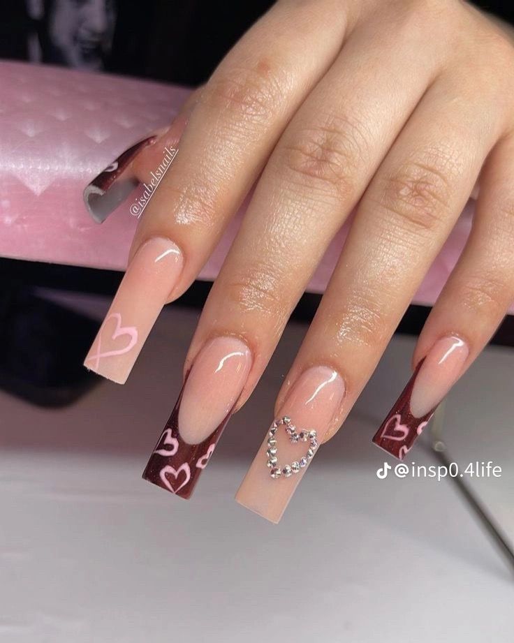 Flower Nails Square, Nails Beige, Nails Charm, Beauty Self Care, Charm Nails, Nail Pink, Nails Ballerina, Girls Nail Designs, Nails Flower