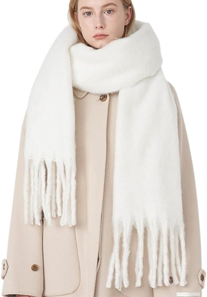 Amazon.com: OUNIYA Large Chunky Scarf Oversized Fluffy Scarves Blanket Big Wool Thick Winter Warm (Pure White) : Everything Else Big Wool, Thick Scarf, Big Scarf, Chunky Scarf, Chunky Scarves, Wool Winter, Colorful Scarf, Oversized Scarf, Blanket Soft