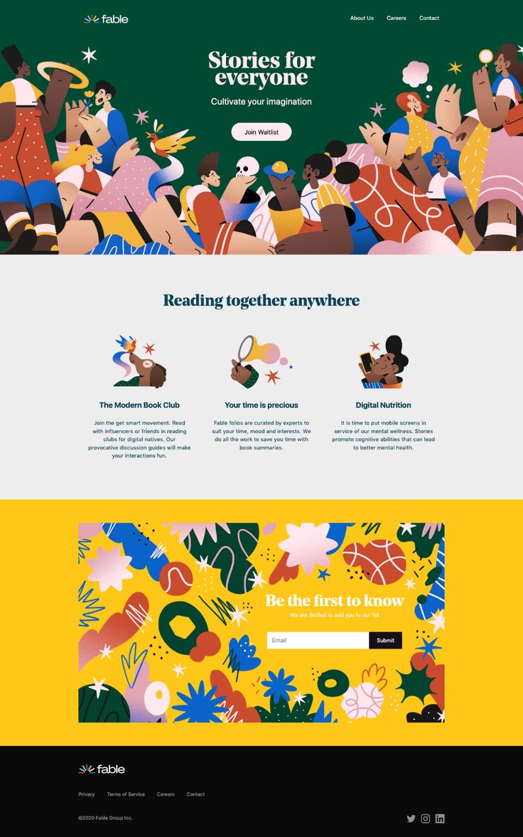 the landing page for stories for everyone, which is designed to look like children's books