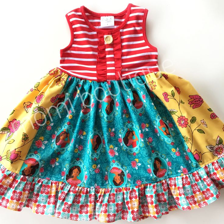 Our Elena of Avalor dress is fashioned in our knit style bodice & a cotton ruffle skirting, perfect for wowing the crowd! Hand designed from a delightful mix of prints that please & colors that pop. Great for Magical vacations, Disney days, gift giving, theme parties, & everyday wear!All designs are tagged in the even size.12mo/18mo: 17" 2/3: 21" 4/5: 24" 6/7: 26" 8" 28"Chest width unstretched: sz 12mo/18mo: 18"2/3: 20" 4/5: 22.5" 6/7: 26" 8: 28"Ships in 2-5 days! Elena Of Avalor Dress, Elena Dress, Chloe's Closet, Elena Of Avalor, Ruffle Leggings, Disney Day, Theme Parties, White Leggings, Knit Style