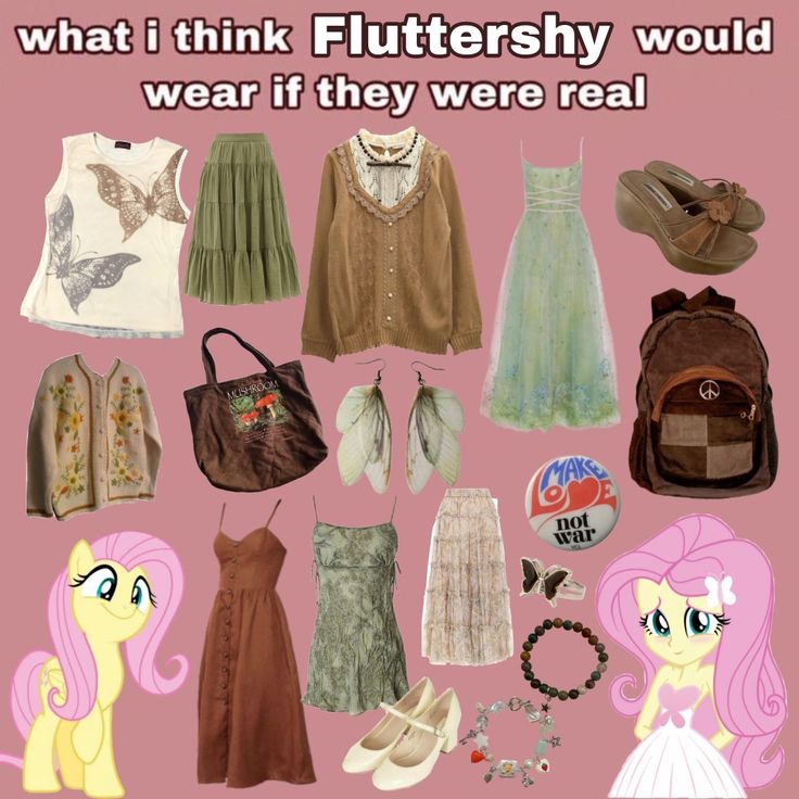 Fluttershy Clothes Aesthetic, Auroracore Aesthetic Outfits, Flutter Shy Outfit, Cosplans Template, Fluttershy Outfit Aesthetic, Fluttershy Aesthetic Outfit, Grandmacore Clothes, Mlp Inspired Outfits, Fluttershy Outfit Ideas