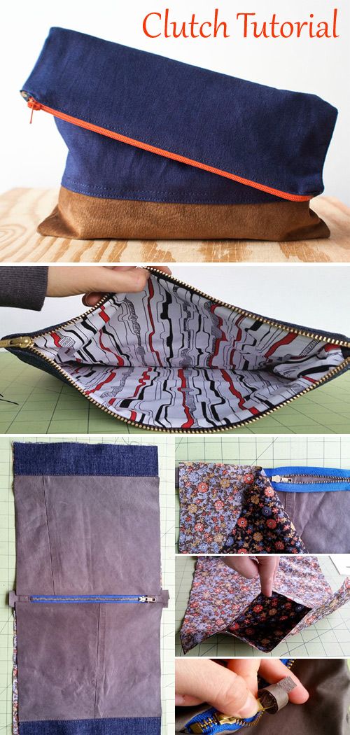 the instructions for how to make a zippered pouch with fabric and leather linings