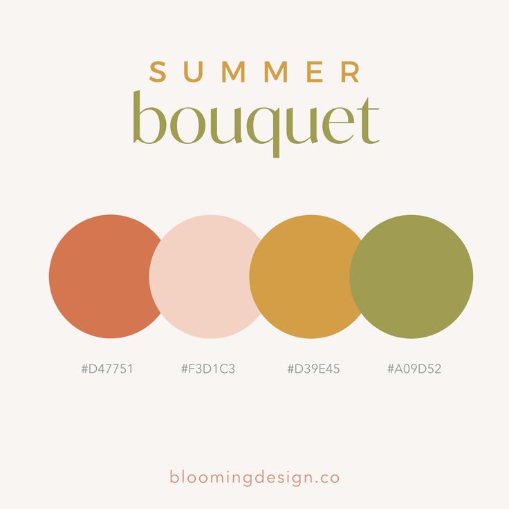 the color scheme for summer bouquet, with different colors and shapes in each one corner