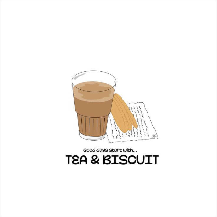 a cup of tea and biscuit next to it