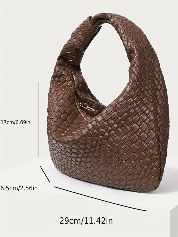 Lining Material: Polyester Main Material: PU Size: 29cm*17cm*6.5cm Brown Satchel Hobo Bag With Single Shoulder Strap, Brown Satchel Hobo Bag With Single Strap, Trendy Brown Hobo Bag With Single Shoulder Strap, Brown Satchel For Errands With Single Shoulder Strap, Trendy Brown Hobo Bag For Errands, Brown Single Strap Shoulder Bag For Errands, Trendy Brown Hobo Bag With Double Handle, Trendy Brown Double Handle Hobo Bag, Trendy Brown Rectangular Hobo Bag