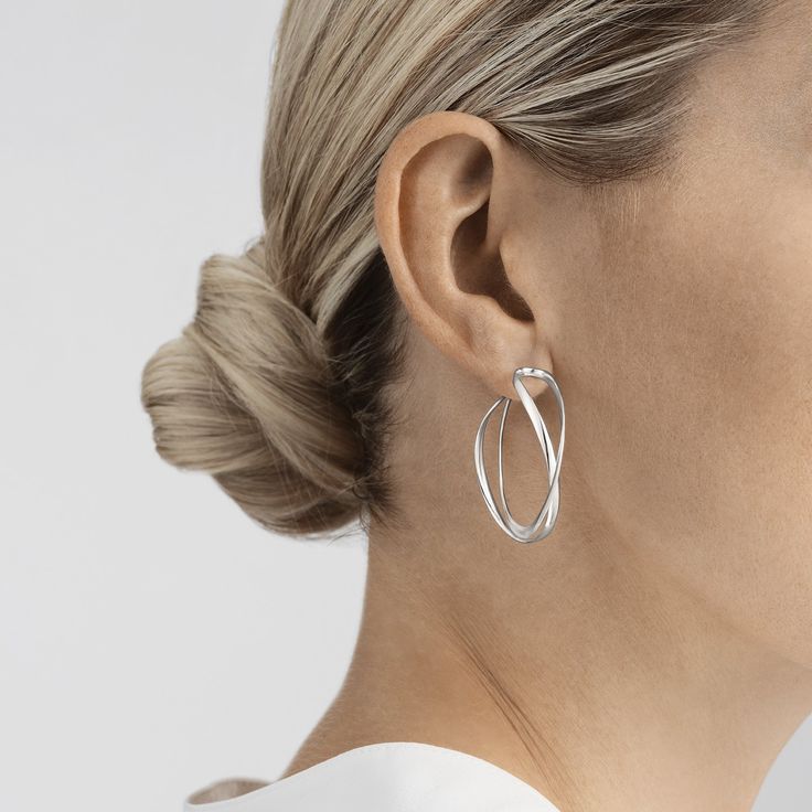 Georg Jensen Jewelry, Infinity Earrings, Scandinavian Jewelry, Loop Earrings, Minimal Jewelry, Georg Jensen, Sterling Silver Hoop Earrings, Timeless Jewelry, Large Earrings