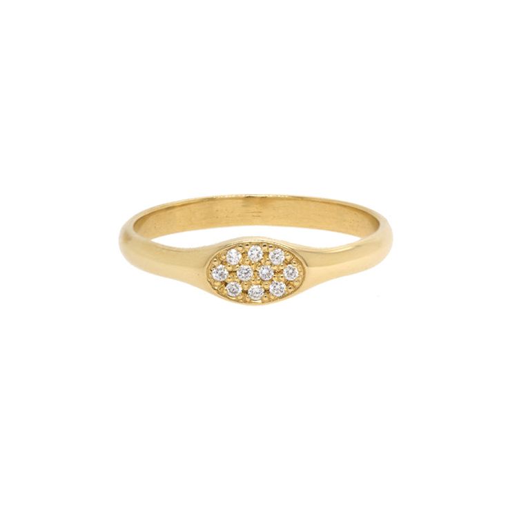 Zoe Chicco Gold Small Oval Signet Pinky Ring with Pave Diamonds Luxury Oval Cluster Ring With Single Cut Diamonds, Gold Oval Signet Ring With Pave Setting, Luxury Oval Cluster Ring In Yellow Gold, Oval 14k Gold Signet Ring With Pave Setting, Oval Cubic Zirconia Fine Jewelry Rings, Oval Cubic Zirconia Rings In Fine Jewelry Style, Oval Cluster Ring With Single Cut Diamonds, Luxury Oval Signet Ring With Brilliant Cut, Oval Yellow Gold Cubic Zirconia Cluster Ring