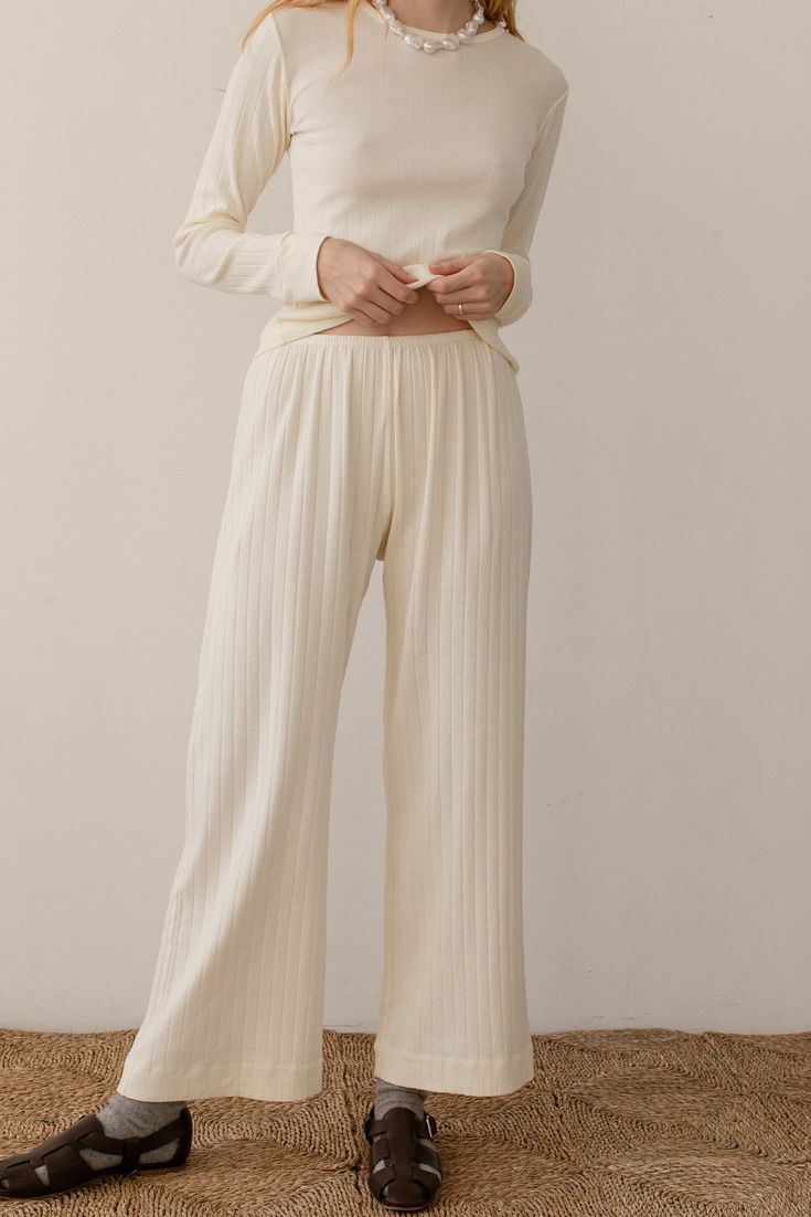 The Pointelle Simple Crop Pant Spring Stripes, Kick Flares, Sweater Making, Cropped Pants, Infant Tees, Trousers Women, Clothes For Sale, Casual Pants, Sweater Dress