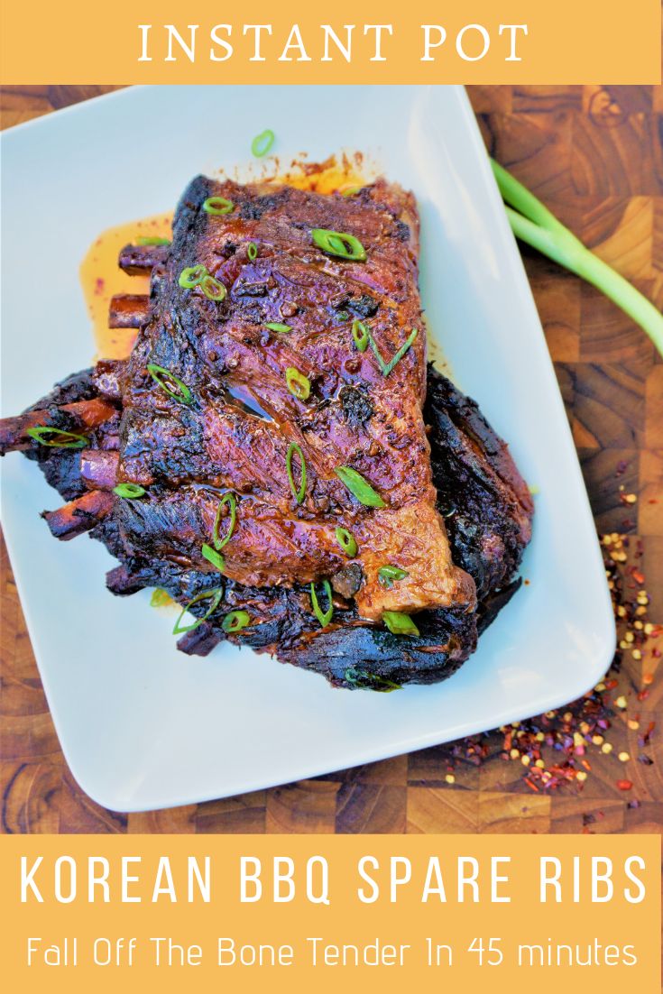 korean bbq spare ribs on a white plate