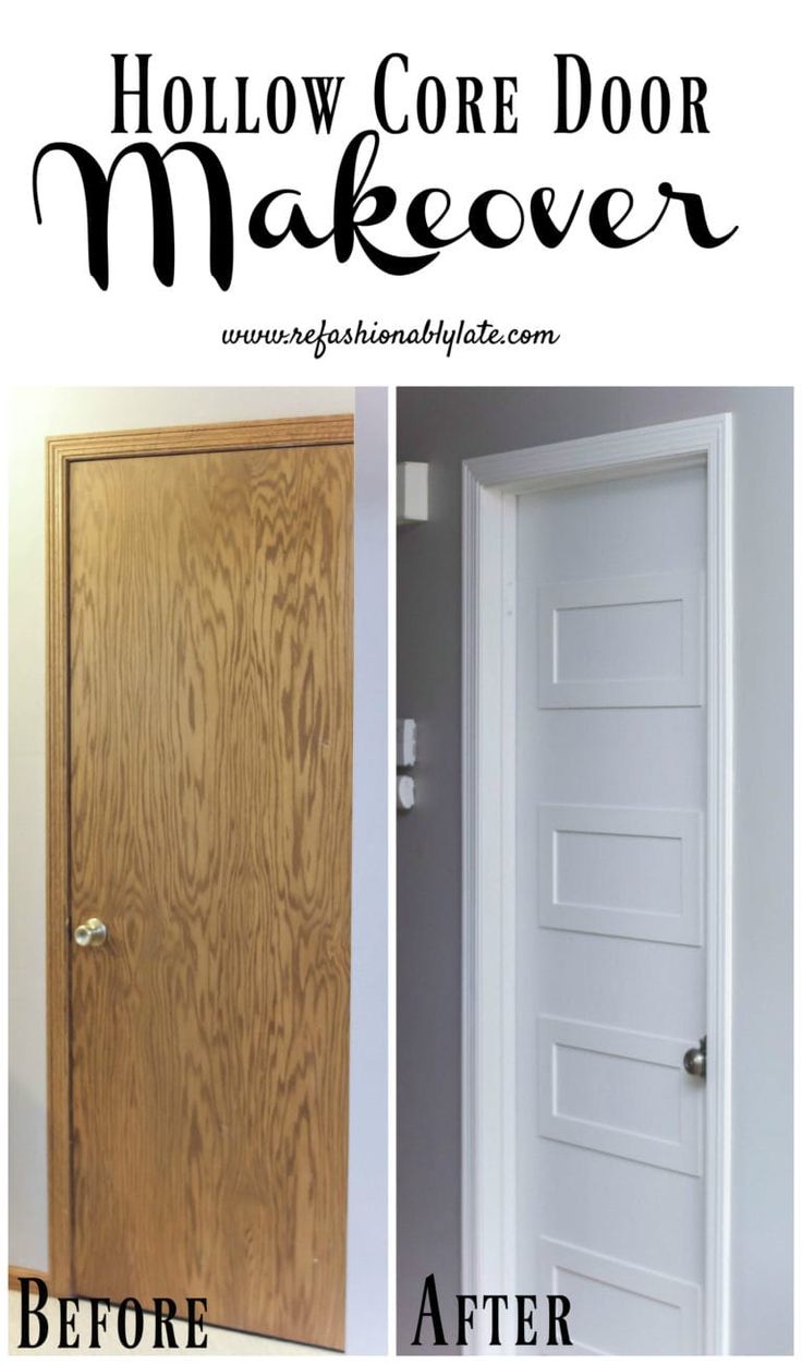 the before and after pictures of an interior door makeover