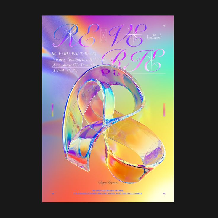 a poster with an image of two glasses on top of each other in front of a multicolored background