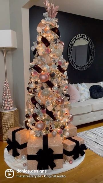 a decorated christmas tree in a living room