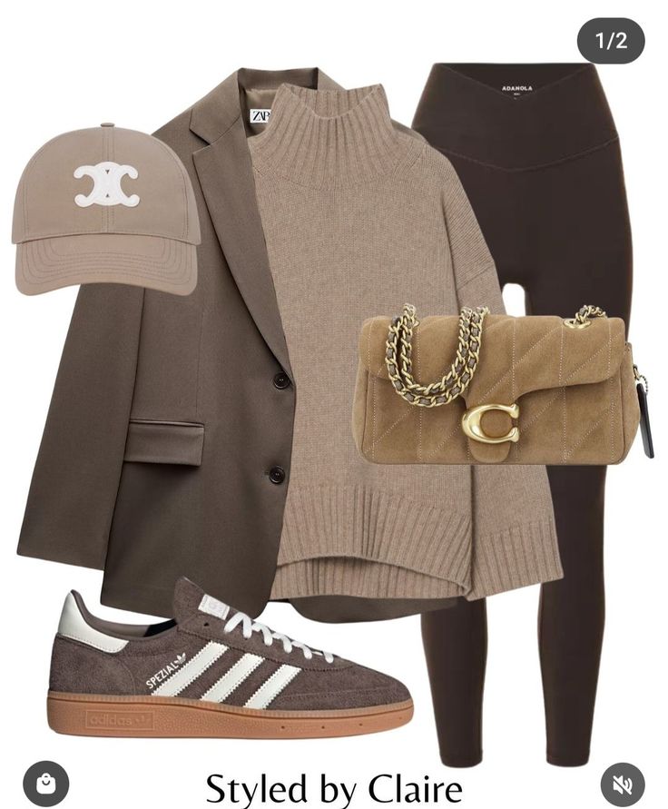 Cocoa Beautea, Brown Outfit Inspiration, Brown Trainers Outfit, Tan Boots Outfit, Tan Sweater Outfit, Brown Outfit Ideas, Adidas Spezials, Dressy Casual Outfits, Winter Fashion Outfits Casual