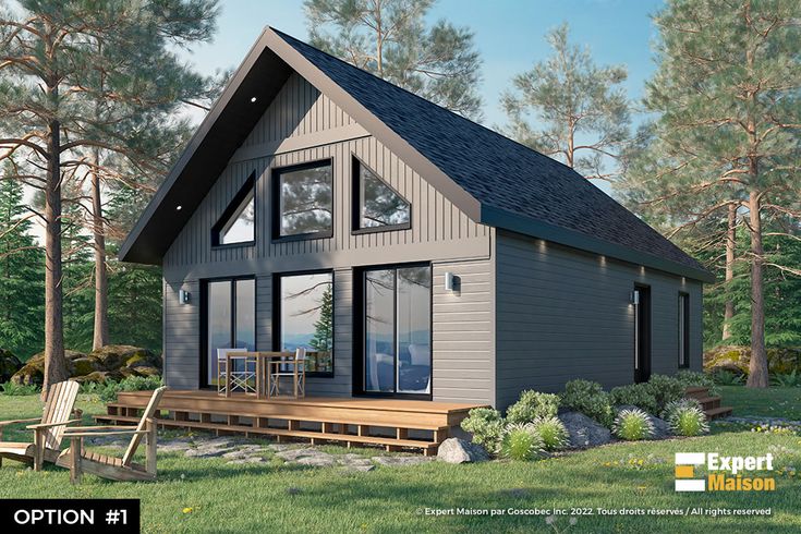 this is an artist's rendering of a small cabin