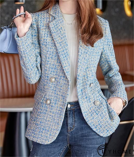 Elegant Pocket Stand Collar Outerwear Winter Blazers Women, Blazer Winter Outfits For Women, Womens Tweed Blazer, Turtleneck Sweater Outfit, Baby Dress Embroidery, Business Elegant, Tweed Cardigan, Tweed Blazer Women, Oversized Blazers