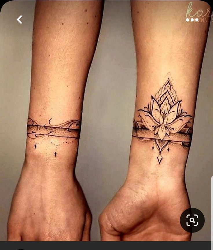 two people with matching wrist tattoos on their hands and one has a lotus tattoo on it