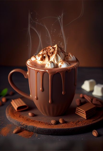 hot chocolate with marshmallows and whipped cream