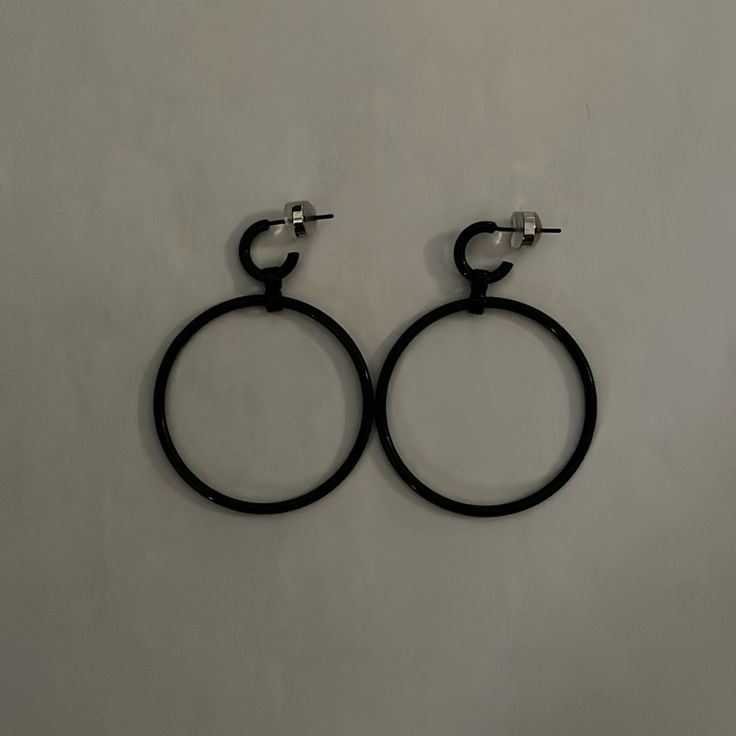 Black Hoop Earrings. Never Worn Small Black Hoop Earrings For Everyday, Trendy Black Hoop Jewelry, Trendy Black Pierced Hoop Earrings, Trendy Small Black Hoop Earrings, Everyday Small Black Hoop Earrings, Everyday Black Single Hoop Earring, Black Hoop Earrings For Everyday, Everyday Black Hoop Earrings, Black Everyday Hoop Earrings