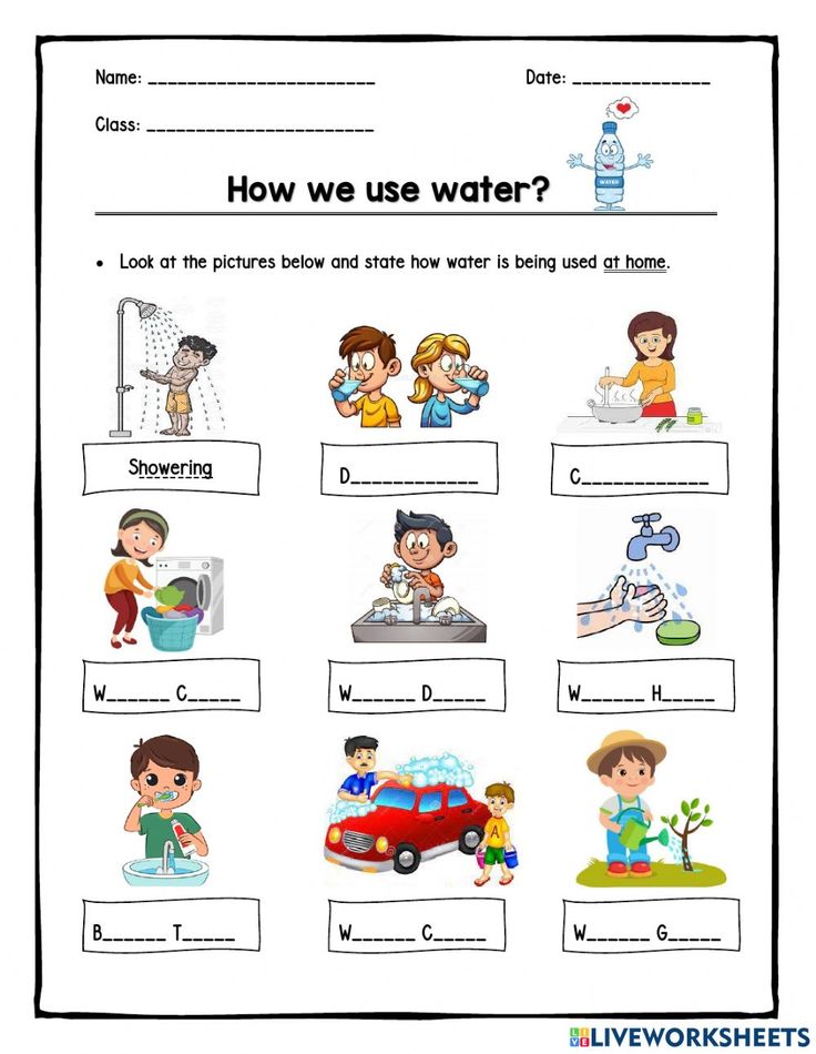 a worksheet for kids to learn how to use water in their homes and gardens