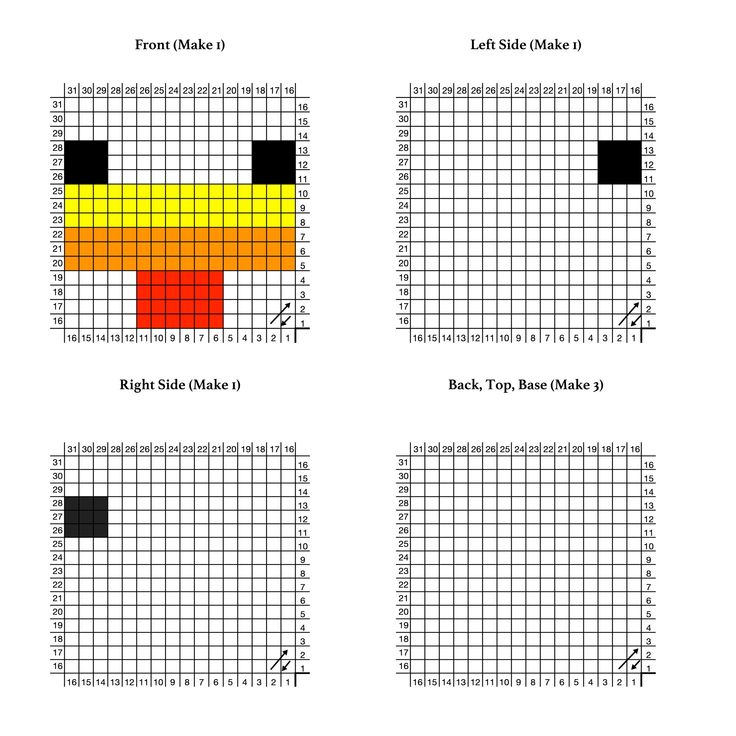 four crosswords with different colors and numbers in each one, including the same color