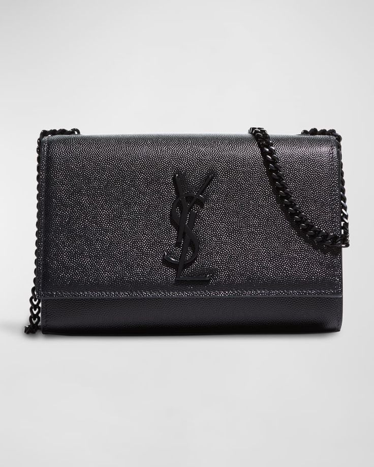 Saint Laurent Kate Small YSL Crossbody Bag in Grained Leather Ysl Shoulder Bag, Ysl Crossbody Bag, Ysl Purse, Kate Bags, Leather Decor, Trending Handbag, Saint Laurent Bag, Pocket Bag, Black Hardware