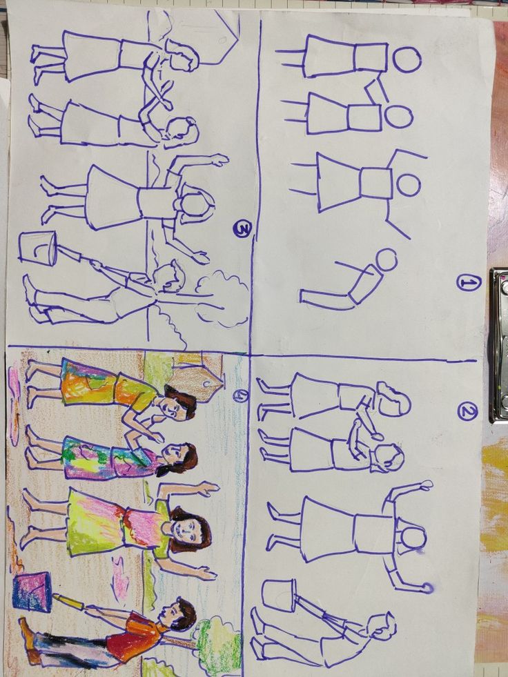 a child's drawing shows how to draw people