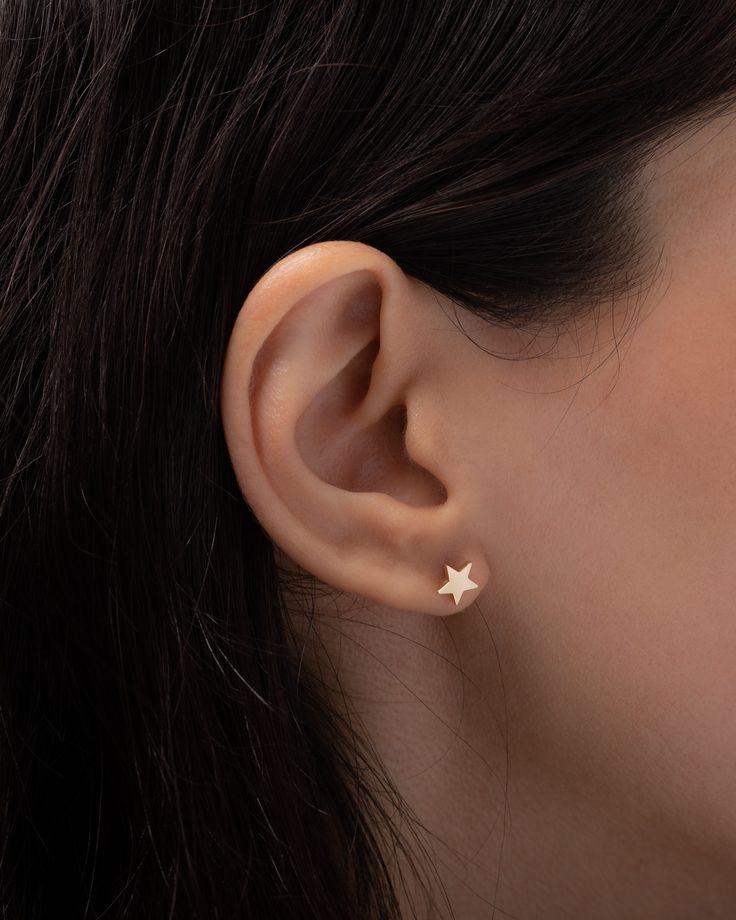 Chic and dainty 14k solid gold star earring studs available in yellow, white, and rose gold. Wear them day or night, a classic and timeless pair. (Sold as a pair) Size of Star: Approx. 5mm Total Weight: Approx. 1 gram (per pair) Ships in 4-8 business days Rush orders ship in 3-6 business days This item is Final Sale Comes gift ready in a beautiful, custom Zoe Lev jewelry box. Small Star Earrings, Rose Gold Star Earrings For Anniversary, Elegant Rose Gold Star Earrings, Rose Gold Star Earrings For Gift, Rose Gold Star Earrings With Star Charm, Rose Gold Star-shaped Earrings With Star Charm, Rose Gold Star Charm Earrings, Rose Gold Star-shaped Dainty Earrings, Dainty Star-shaped Rose Gold Earrings