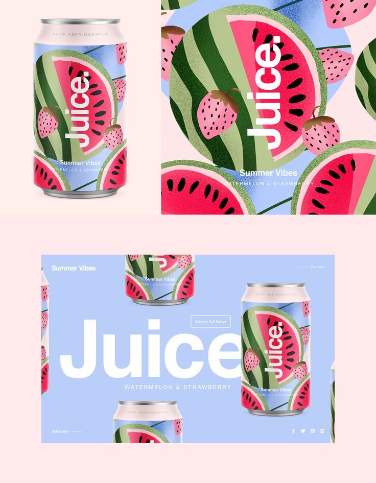 two cans of juice with slices of watermelon on them