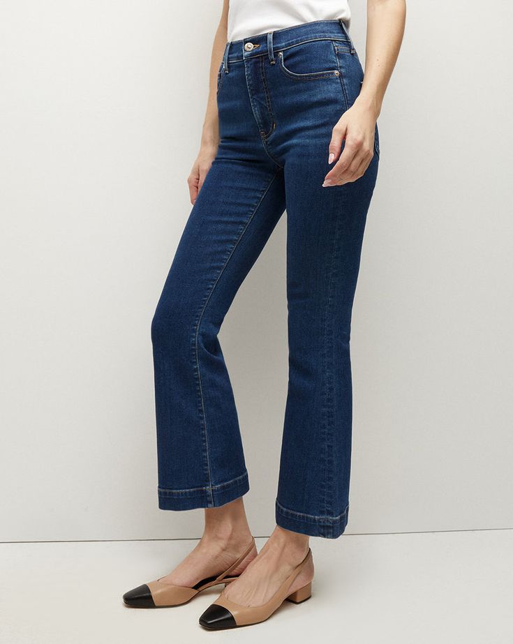 Meet the Carson, our classic high-rise flare. Made in LA with premium Italian denim, this silhouette features a slim fit and flare leg, with a fitted look through the hips and thighs. Style with a tee and sneakers for day; dress it up with a jacket and heels for nights out.92% Cotton, 6% Elastomer, 2% ElastaneMade in LA from premium Italian denimTurn inside out and machine wash cold. Hang to dry.Style #J23114851037BBI Bearded Lady, Kick Flare Jeans, Kick Flares, Boy Tees, Puff Sleeve Top, Veronica Beard, Classic Outfits, Shirts Blouses, Flared Jeans