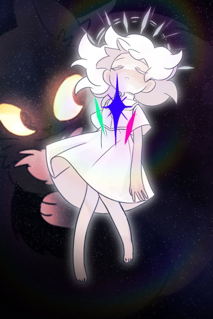 a drawing of a girl in a white dress with stars on her head and the moon behind her