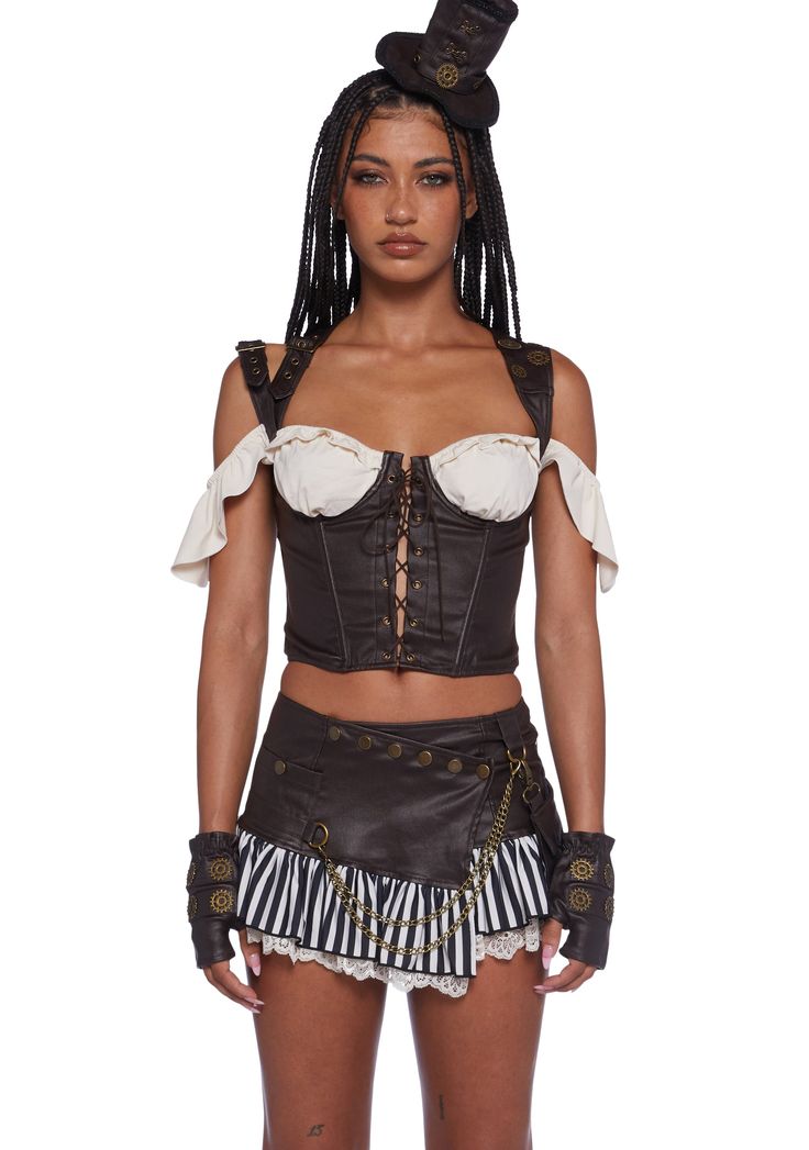 base|brown Womans Halloween Costume, Corset Top And Skirt, Steampunk Mechanic, Plus Swim, Costume Store, Winter Boho, Steampunk Costume, Group Costumes, Embroidered Trim