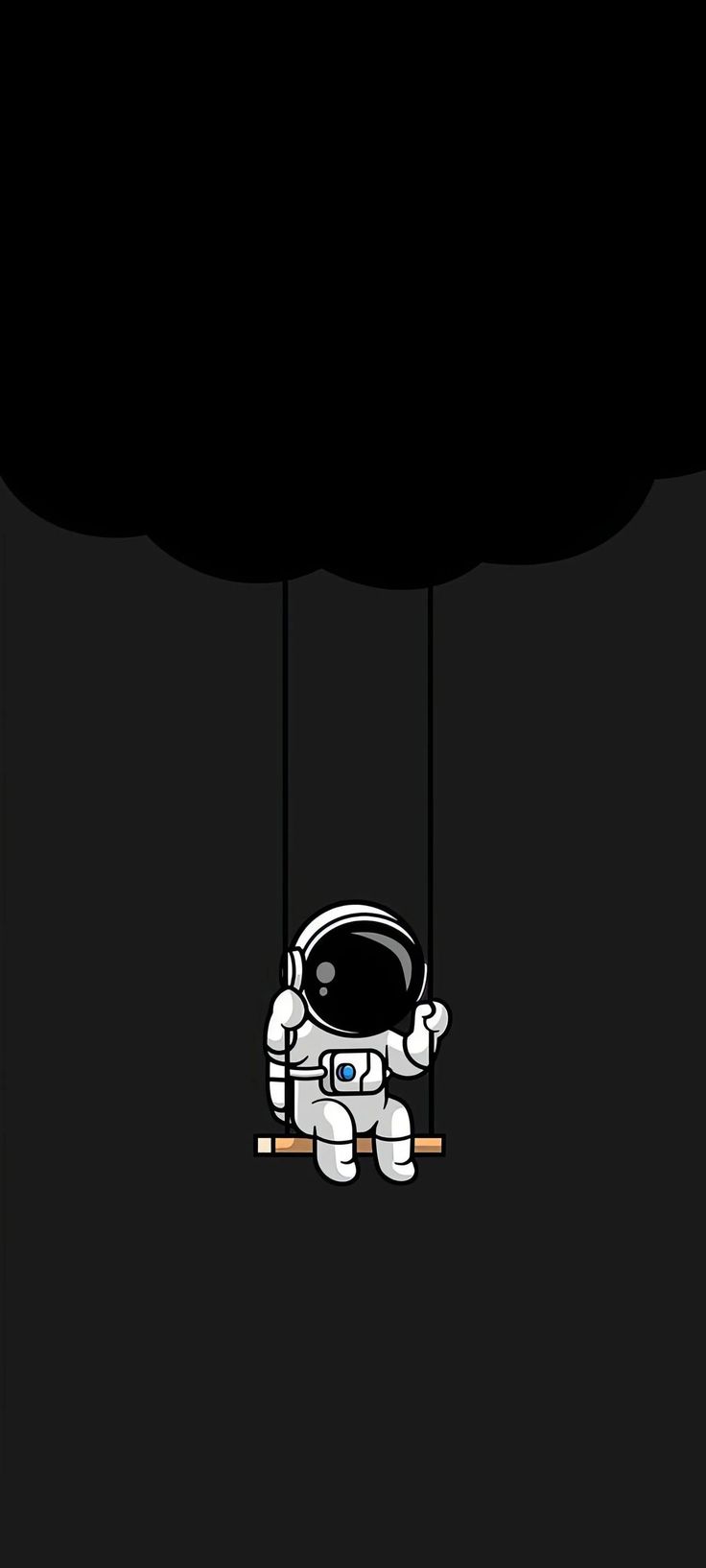 an astronaut floating in the air on a swing