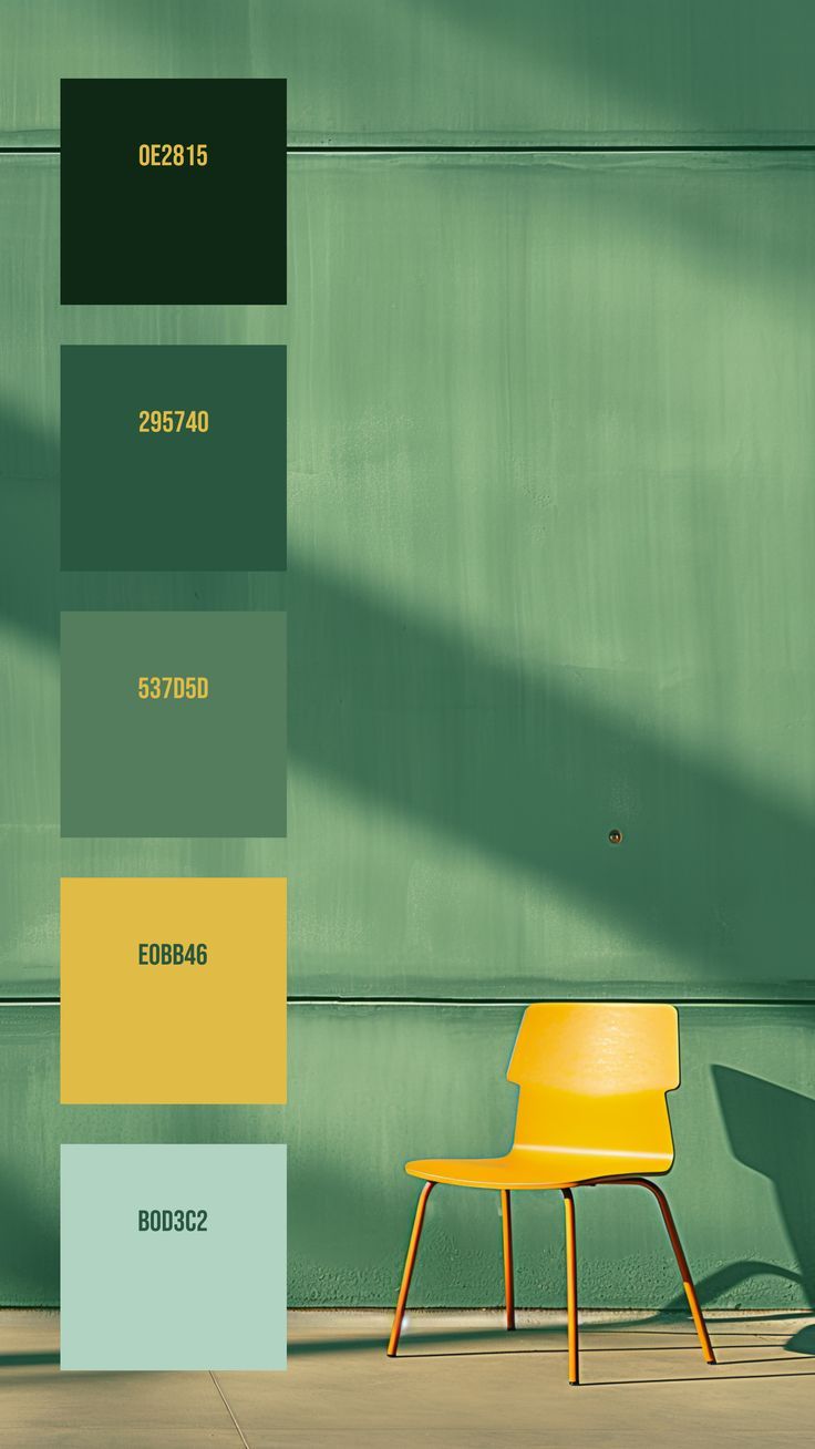 Colors:
0E2815 ° 295740 ° 537D5D ° E0BB46 ° B0D3C2 Soft Green Background, Green Branding, Yellow Palette, Christmas Color Palette, Soft Green Color, Color Design Inspiration, Hex Color Palette, Yellow Chair, Color Palette Yellow