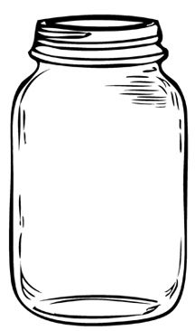 a mason jar filled with water or other liquid, vintage line drawing or engraving illustration