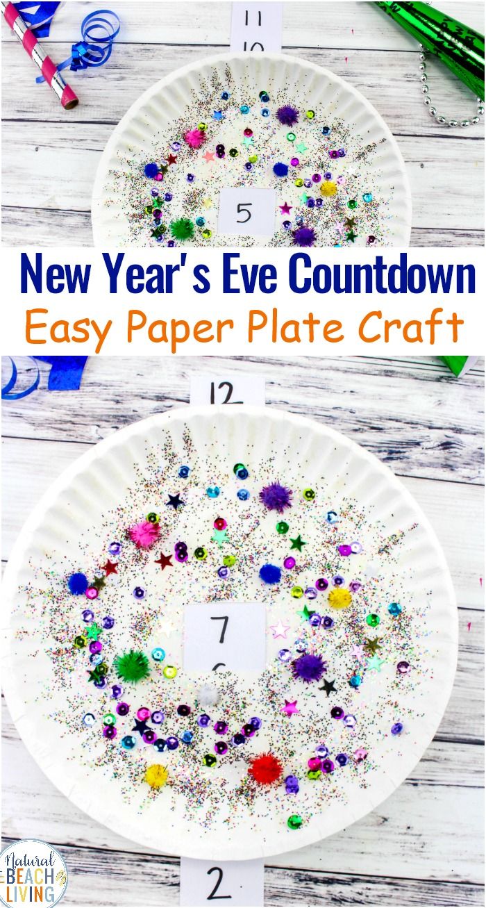 new year's eve count down paper plate craft with numbers and stars on it