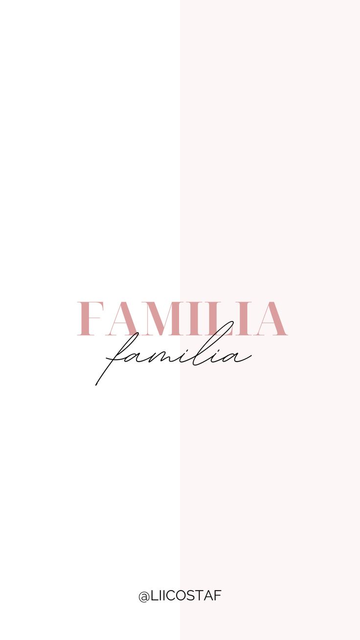 a pink and white background with the word familla written in cursive writing