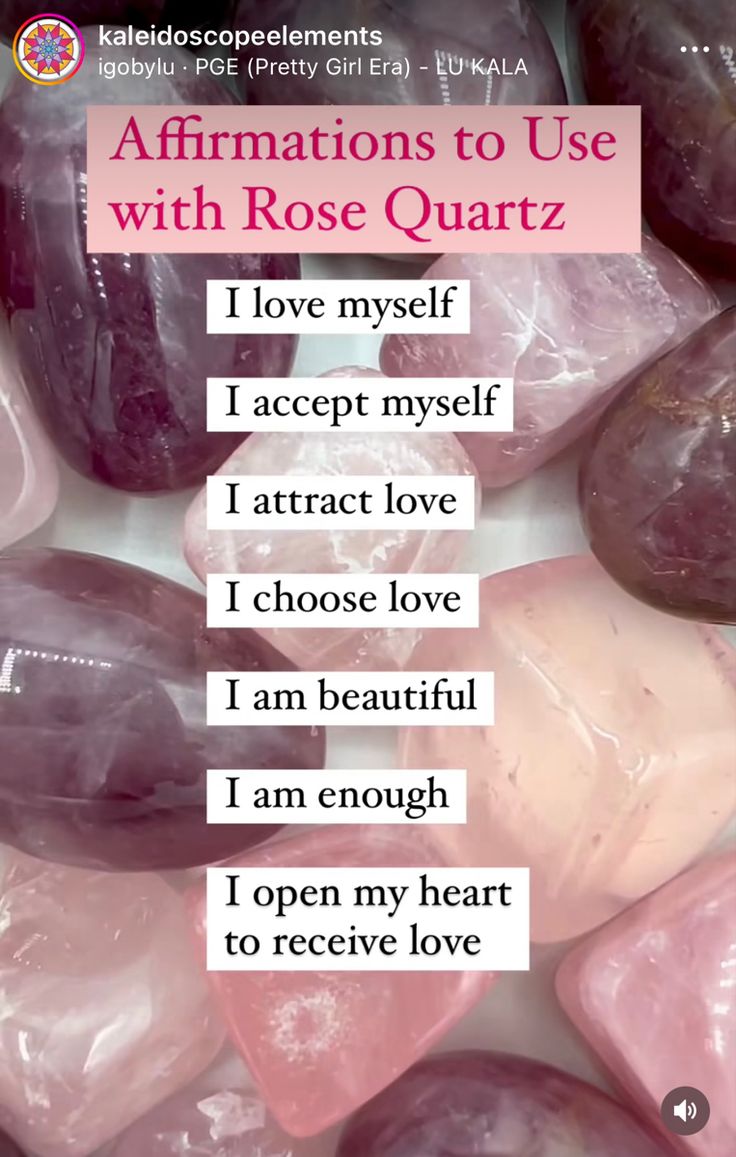 Some positive Affirmations to use with Rose Quartz
I love myself
I accept myself
I attract love
I choose love
I am beautiful
I am enough
I open my heart to receive love Charging Rose Quartz, Rose Quartz Intentions, Rose Quartz Meditation, Rose Quartz Affirmation, Rose Quartz Wallpaper, Ielts Words, Affirmation Crystals, Crystal Grimoire, Manifestation Crystals