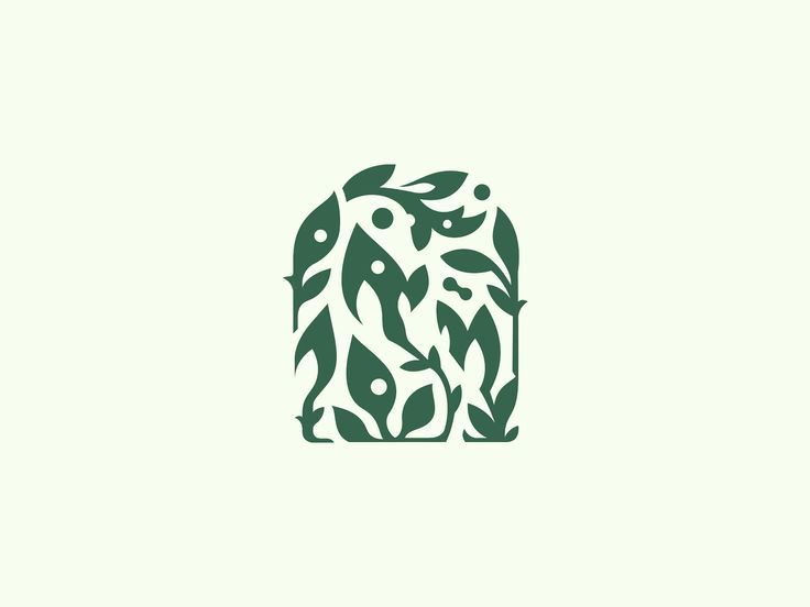 an abstract logo with leaves and fish