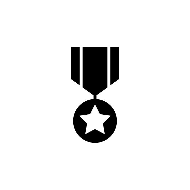 a black and white image of a medal with a star on it's side