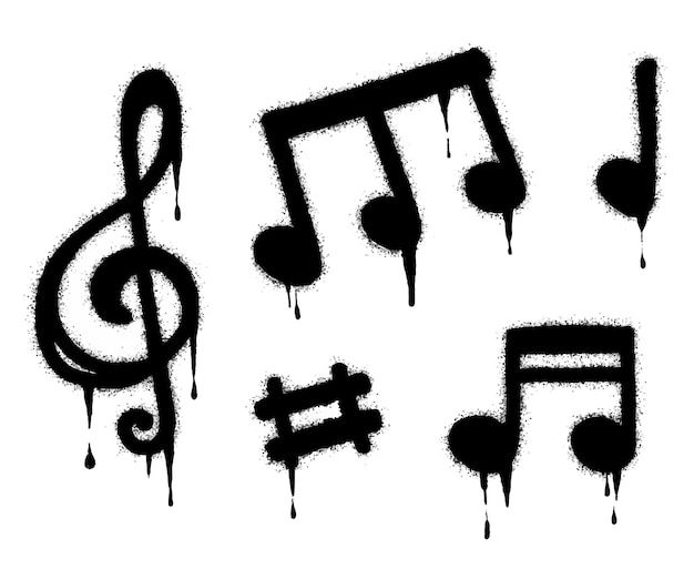 black and white music notes with dripping paint