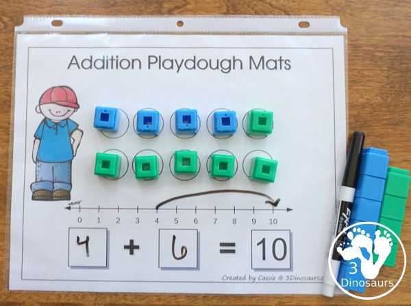 an addition playdough mats with numbers on it