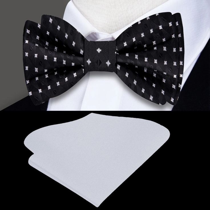 Unveiling Timeless Elegance: The Black and Grey Silk Bow Tie with Subtle Geometric Charm In the realm of refined accessories, the black and grey silk bow tie stands as an epitome of understated sophistication. This exquisite bow tie, featuring a subtle geometric pattern, effortlessly blends classic design with contemporary flair. Allow us to introduce you to a timeless piece that transcends fashion trends – a black and grey silk bow tie that promises to be the crowning jewel of your collection. A Symphony of Style: Black and Grey with Subtle Geometric Precision Picture a sleek black canvas adorned with a meticulous grey geometric pattern – a true work of art in the form of a silk bow tie. The small and intricate geometric design adds a touch of intrigue, creating a visual masterpiece that Elegant Bow Tie With Butterfly Knot, Elegant Bow With Butterfly Knot, Classic Black Bow With Butterfly Knot, Classic Black Butterfly Knot Bow, Elegant Bow With Butterfly Knot For Black-tie Events, Black Bow Tie With Butterfly Knot For Business, Black Butterfly Knot Bow Tie For Business, Elegant Formal Bow With Butterfly Knot, Black Standard Tie With Bow